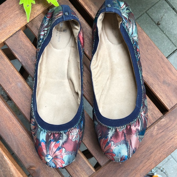 Bandolino Shoes - Bandolino Ballet Flats Blue Patterned Textile